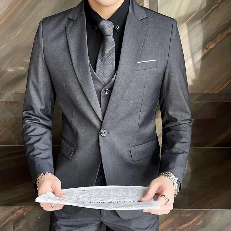 S-9XL New (Blazer+Vest+Pants) Men's Fashion Business Gentleman Professional Formal Dress Korean Version Banquet Dress Suit 6XL - MANDOTOS INTERNATIONAL