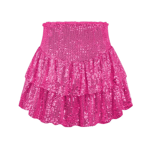 African high waist sequin mini skirt by MANDOTOS INTERNATIONAL, featuring colorful dashiki pattern and shiny sequin details for summer wear.