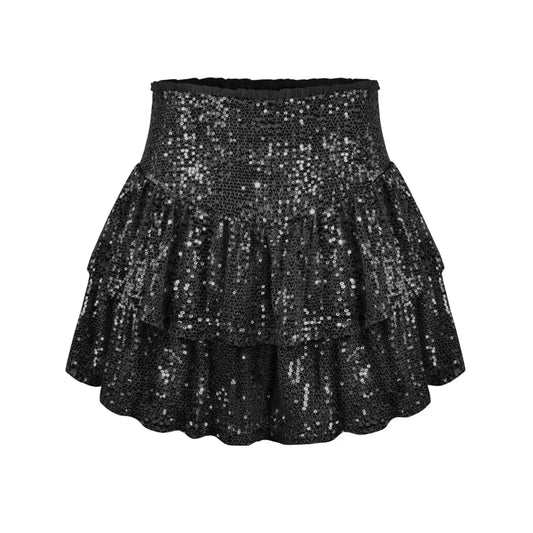 African high waist sequin mini skirt by MANDOTOS INTERNATIONAL, featuring vibrant dashiki pattern and shiny sequins for summer wear.