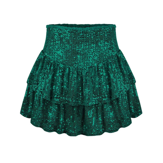 African high waist sequin mini skirt by MANDOTOS INTERNATIONAL, featuring vibrant dashiki design and shiny sequins for summer wear.