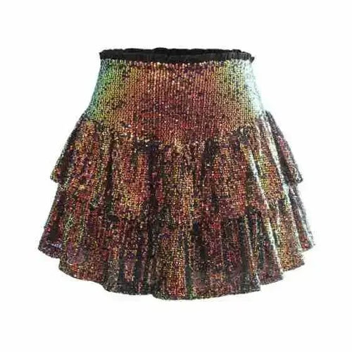 African high waist sequin mini skirt by MANDOTOS INTERNATIONAL, featuring vibrant dashiki design and summer-ready style for women.
