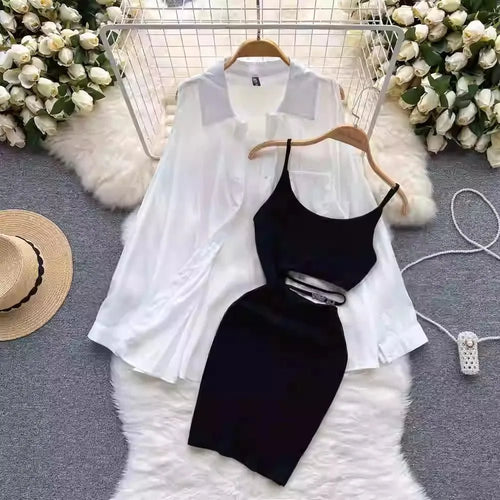 Mandotos International women's sunscreen dress set with a sexy split design, lightweight fabric, perfect for summer wear.