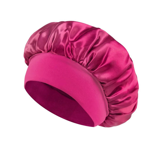 Silk wide-brimmed satin bonnet for women, designed for sleeping hair care, with a comfortable fit and luxurious fabric.
