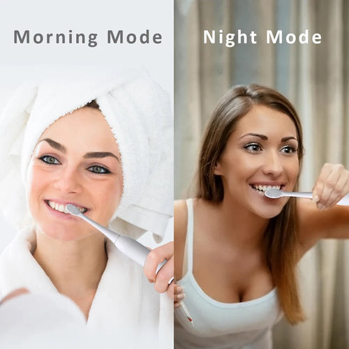 Mandotos International Smart Sonic Toothbrush with white soft bristles and fast Type-C charging in a sleek design.