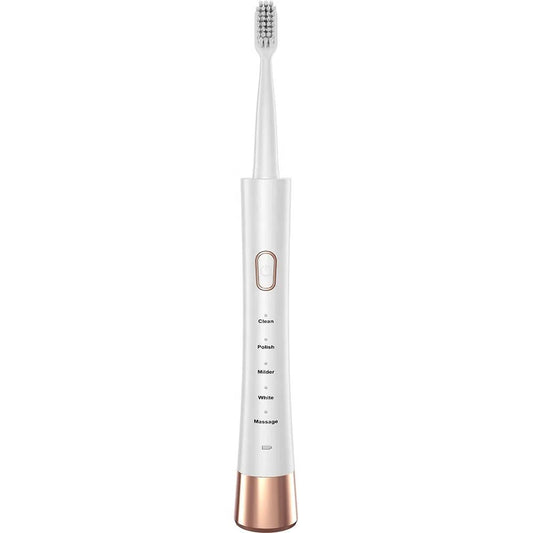 Mandotos International Sonic Bamboo Toothbrush Sanitizer with rechargeable travel electric toothbrush for adults, shown in a travel-ready setup.