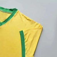 Women's Brazil National Team Aesthetic Jersey T-Shirt, Sporty Graphic Print - Mandotos Internationalsports