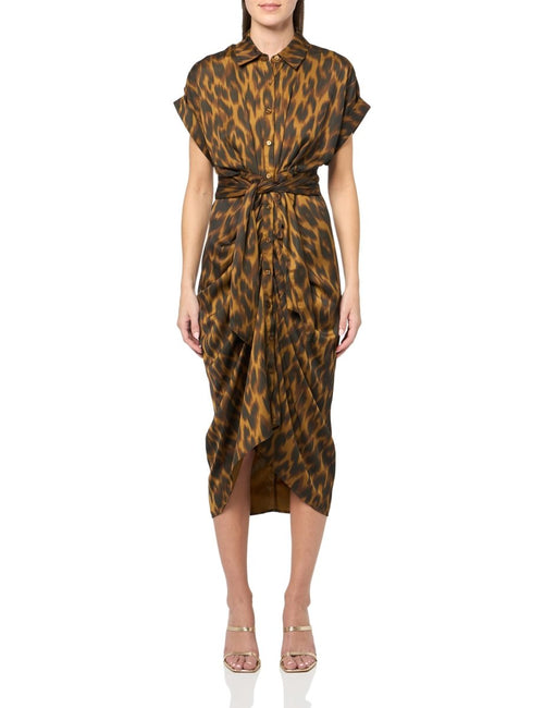 Steve Madden Satin Tori Shirtdress Toffee - MANDOTOS INTERNATIONAL
