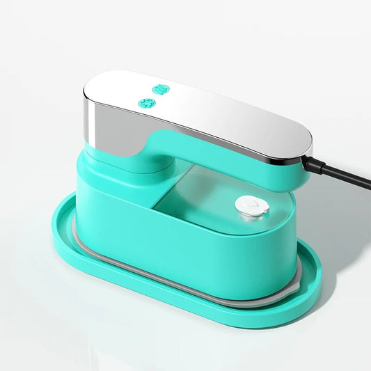 Mandotos International portable electric hand iron with pressurized steam and folding design for fast, efficient home and travel clothing ironing.