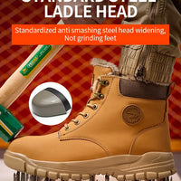 Mandotos International men's waterproof steel toe work boots for winter with rugged, durable safety shoes designed for tough conditions.