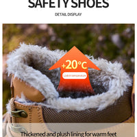 Mandotos International men's stylish winter steel toe work boots, waterproof safety shoes with rugged design and durable sole.