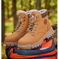 Stylish men's winter steel toe work boots by MANDOTOS INTERNATIONAL, waterproof and indestructible safety shoes with rugged design.