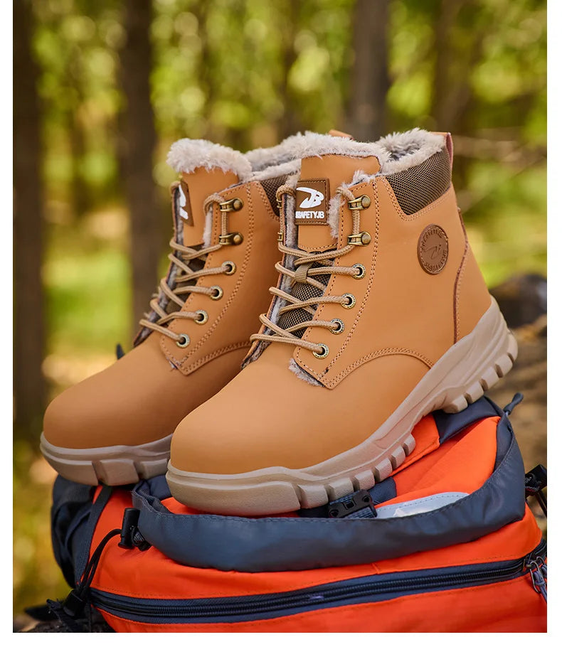 Stylish men's winter steel toe work boots by MANDOTOS INTERNATIONAL, waterproof and indestructible safety shoes with rugged design.