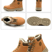 Men's waterproof steel toe work boots by MANDOTOS INTERNATIONAL, stylish winter safety shoes with durable, rugged design.