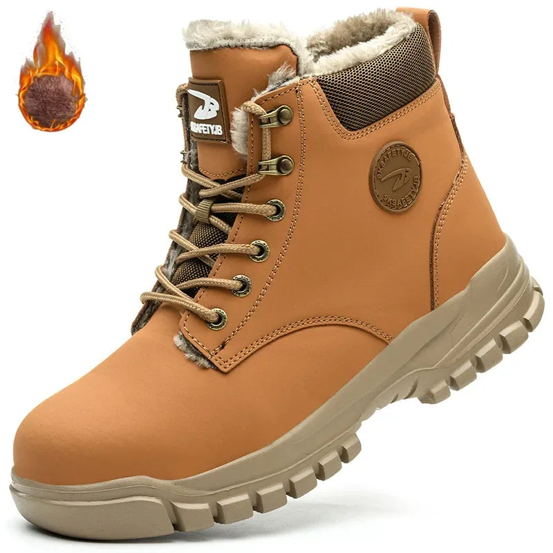 Stylish winter steel toe work boots for men by MANDOTOS INTERNATIONAL, waterproof and durable safety shoes with rugged design.