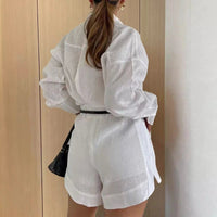 Summer Fashion Women's 2-Piece Button Short Pant Set with Shirt Tops - MANDOTOS INTERNATIONAL