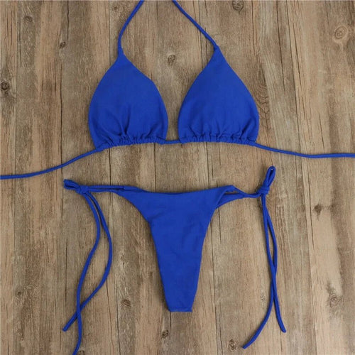 Summer Sexy Solid Mirco Bikini Set Women Tie Side G-String Thong Swimsuit Female Bandage Bathing Suit Brazilian Swimwear Biquini - MANDOTOS INTERNATIONAL