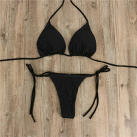Summer Sexy Solid Mirco Bikini Set Women Tie Side G-String Thong Swimsuit Female Bandage Bathing Suit Brazilian Swimwear Biquini - MANDOTOS INTERNATIONAL
