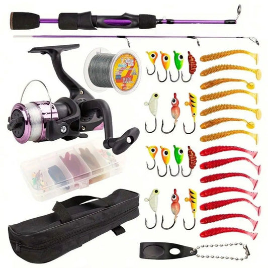 Mandotos International Topline Tackle travel fishing pole and ice fishing rod combo, lightweight and durable for outdoor fishing.