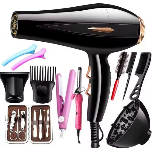 Mandotos International travel hair dryer with 3 heat settings and 5 attachments for versatile styling on the go.
