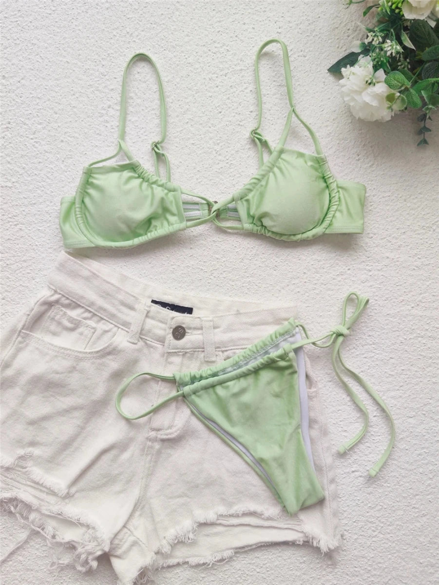 Unique Design Thong Bikini Lace up Beach Womens Swimwear 2 Piece Swimsuits - MANDOTOS INTERNATIONAL