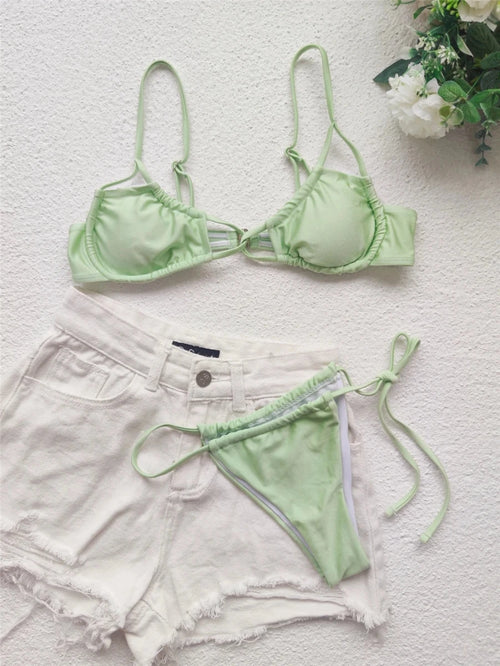Unique Design Thong Bikini Lace up Beach Womens Swimwear 2 Piece Swimsuits - MANDOTOS INTERNATIONAL