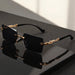 Unisex Luxury Frameless Black Golden Sunglasses with Leopard Print - UV400 Protection, Thin Rectangular Lenses, Elegant Design - MANDOTOS INTERNATIONAL