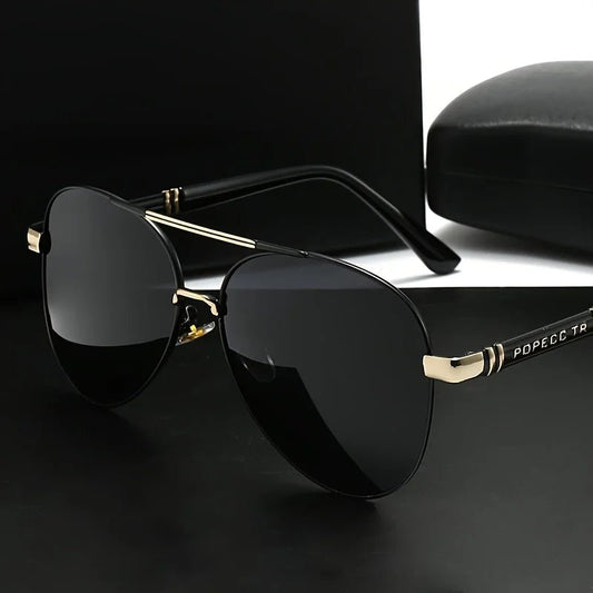 Mandotos International unisex polarized stylish eyewear, ideal for travel and driving, with sleek frame and tinted lenses.