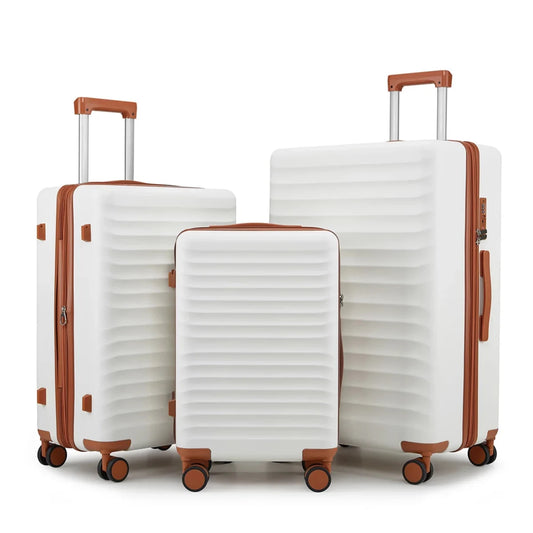 US Warehouse Luxury Lightweight Hard Shell 3 Pieces Travel Suitcases Set 20 24 28 Inch 3-Pieces Travel Suitcase Luggage Set - MANDOTOS INTERNATIONAL