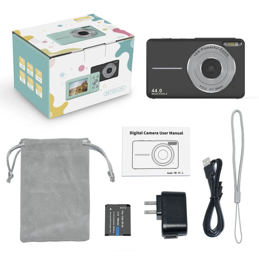 Vintage 4K compact camera by Mandotos International with 44MP photo display and retro design, ideal for high-quality photography.