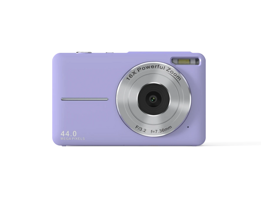Vintage 4K compact camera by MANDOTOS INTERNATIONAL with 44MP photo display and retro design for photography enthusiasts.