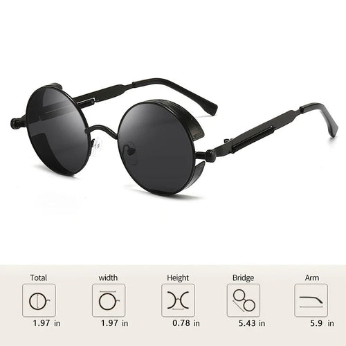 Vintage punk street style sunglasses by MANDOTOS INTERNATIONAL, windproof unisex hip hop sunglasses with bold personality.