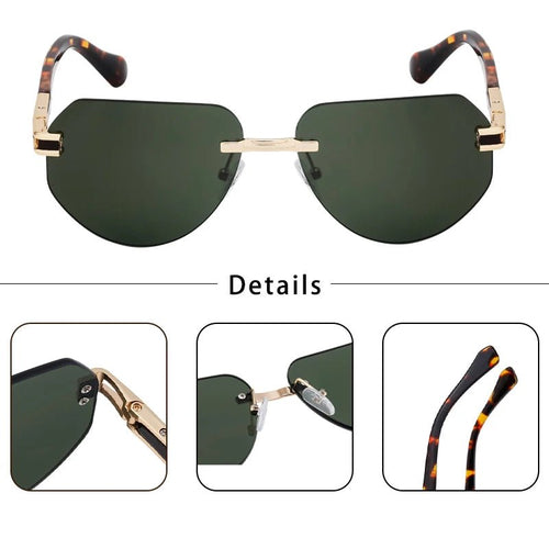 Vintage rimless sunglasses by MANDOTOS INTERNATIONAL, stylish unisex outdoor eyewear with sleek design and clear lenses.
