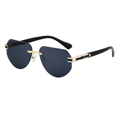 Vintage rimless sunglasses by MANDOTOS INTERNATIONAL, stylish unisex outdoor eyewear with sleek design.