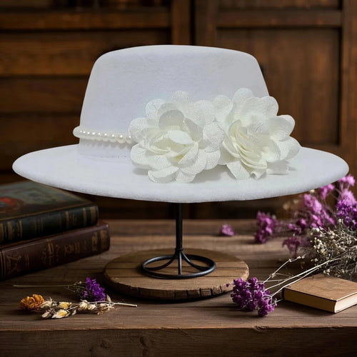 Elegant vintage wool fedora hat with bowknot for women, perfect for wedding or tea party, Derby style by MANDOTOS INTERNATIONAL.
