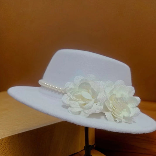 Vintage wool fedora hat with bowknot for women, ideal for weddings and tea parties, in elegant derby style by MANDOTOS INTERNATIONAL.