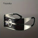 VIUIRNKA Men's Sunglasses, Cyberpunk Metal Wraparound Frame, Wide Temple Futuristic Design With Case, Lightweight Street Style - MANDOTOS INTERNATIONAL