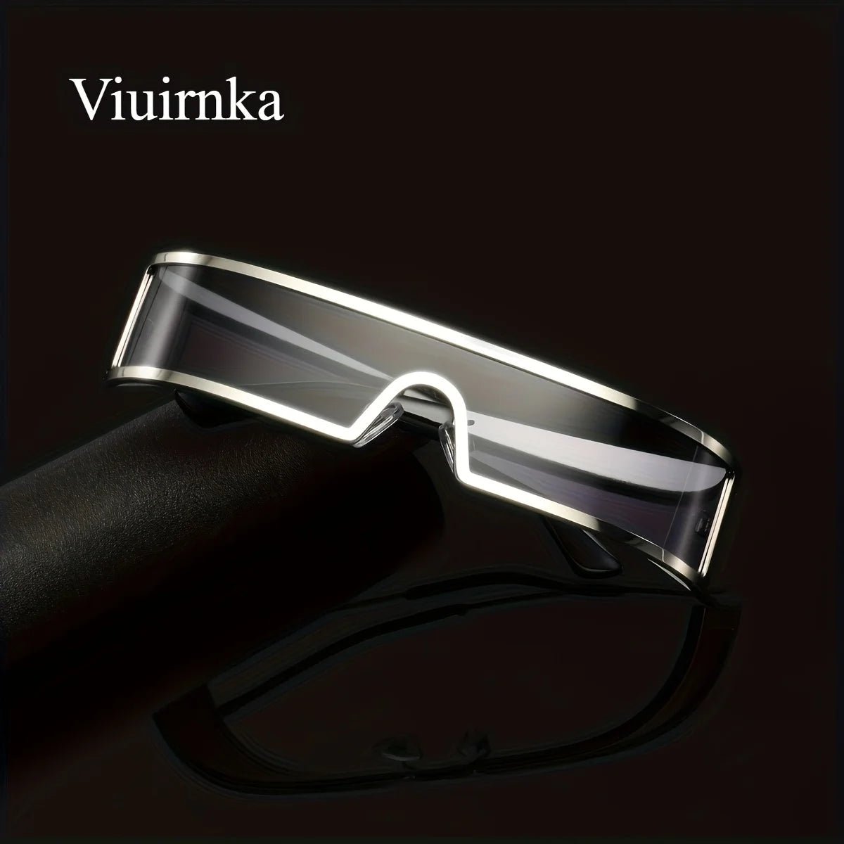 VIUIRNKA Men's Sunglasses, Cyberpunk Metal Wraparound Frame, Wide Temple Futuristic Design With Case, Lightweight Street Style - MANDOTOS INTERNATIONAL