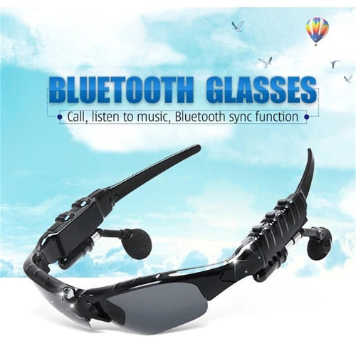 Wireless stereo smart glasses with microphone for driving and cycling by MANDOTOS INTERNATIONAL, featuring sleek design and integrated audio.