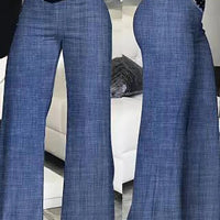 Women Flared Pants Elegant Office Lady Casual High Waist Trousers Spring Summer Solid Crisscross Sheer Mesh Patch Wide Leg Pant - MANDOTOS INTERNATIONAL