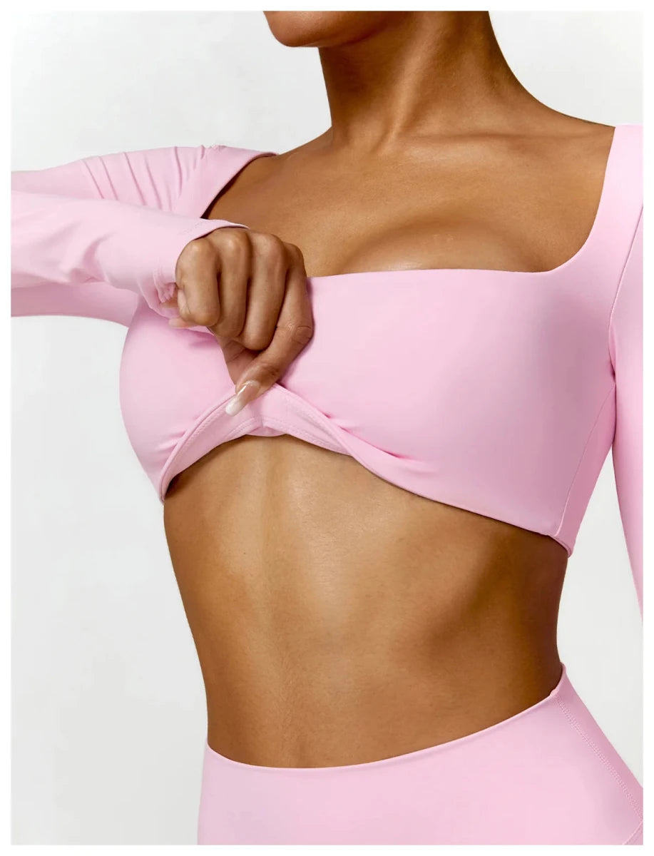 Women's Long Sleeve Fitness T-Shirt Gym Push Up Top - MANDOTOS INTERNATIONAL