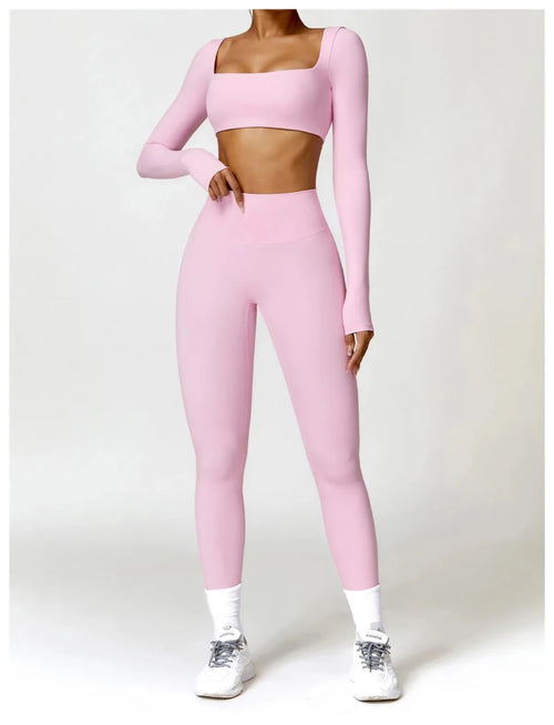Women's long sleeve fitness T-shirt by MANDOTOS INTERNATIONAL, gym push-up top with fitted design and comfortable fabric.