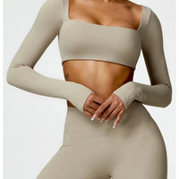 Women's Long Sleeve Fitness T-Shirt Gym Push Up Top - MANDOTOS INTERNATIONAL