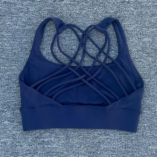 Women's shockproof yoga crop top by MANDOTOS INTERNATIONAL, anti-sweat gym sports bra with breathable fabric and supportive fit.