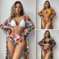 XCTM-MY2218 Hot Sale Three Piece Bikini Swimwear Ladies Fashion Cover up Beachwear Women's Sexy Floral Printed Swimwear - MANDOTOS INTERNATIONAL