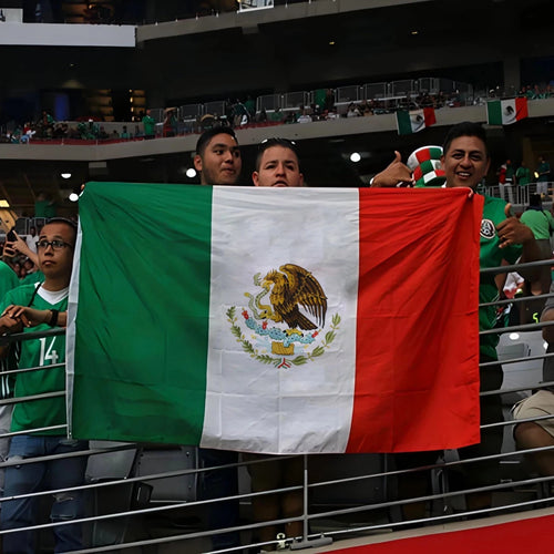Mexico national flag, 90x150cm polyester hanging banner with printed Mexican colors and emblem, perfect for decoration.