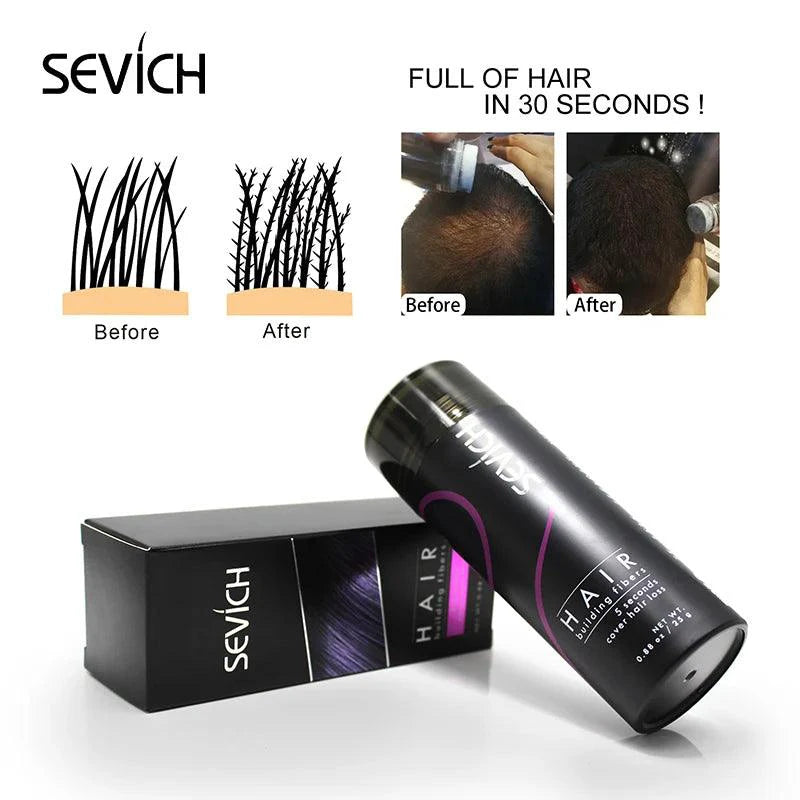 Mandotos keratin hair building fibers in 25g container for thickening and volumizing fine or thinning hair.