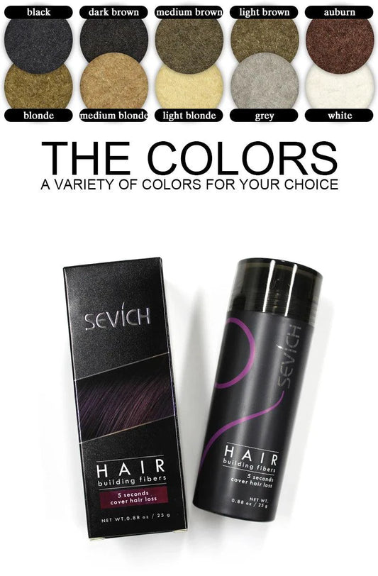 Mandotos Keratin Hair Building Fibers in 25g container, hair thickening powder for fuller, thicker hair appearance.