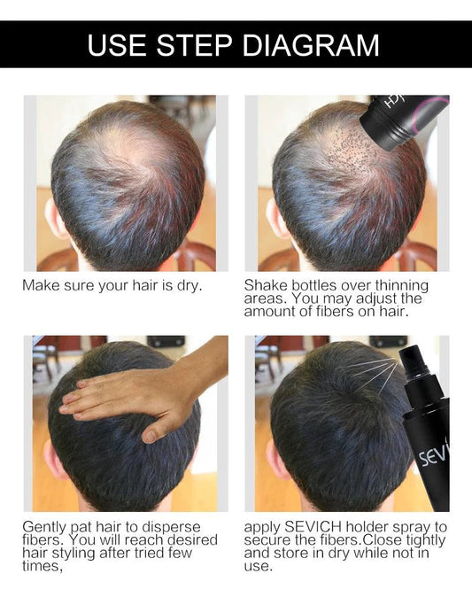 Mandotos Keratin Hair Building Fibers 25g thickening powder for fuller, natural-looking hair with a natural fiber appearance.