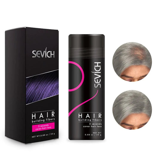 Mandotos Keratin Hair Building Fibers 25g hair thickening powder applied to scalp for fuller-looking hair.