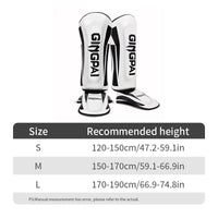Mandotos kickboxing shin guards for Muay Thai, padded leg protectors designed for kickboxing training and combat sports.